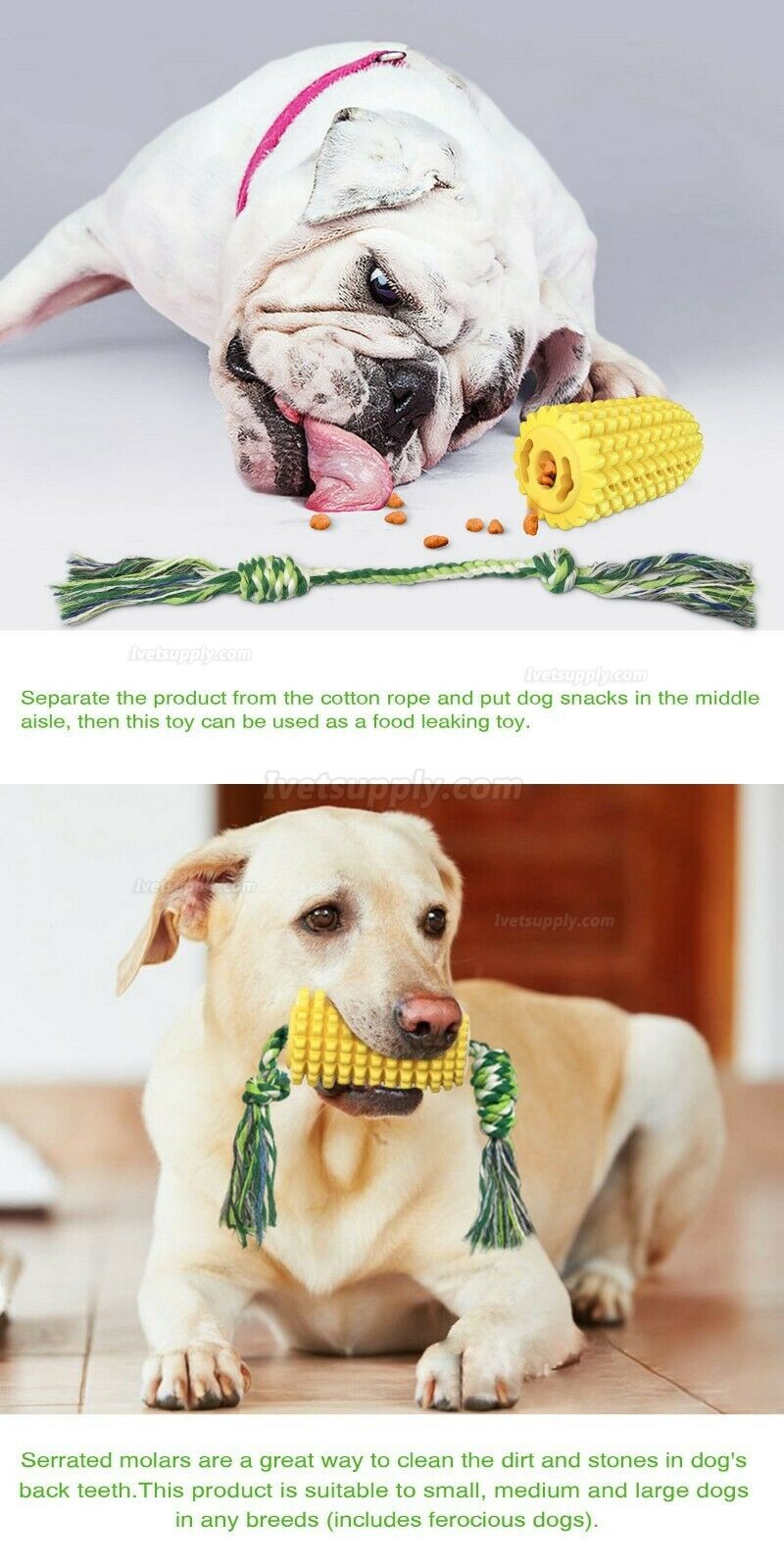 Dog Chew Toys Pets Toothbrush Toys Corn Teething Cleaning Dental Rope Toys